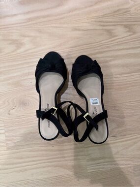 Payless Black Open-Toe Ankle-Strap Wedge Sandals